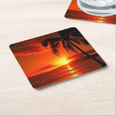 美しいサンセットコースターセット スクエアペーパーコースター (アングル)