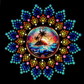 美しいサンセットドットアートマンダラインサートノートカード サンキューカード