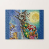 美しいサンタクロースのトナカイのパズル ジグソーパズル (横)