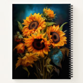 美しいサンフラワーブーケエレガントボタニカルアート ノートブック (裏面)