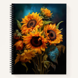 美しいサンフラワーブーケエレガントボタニカルアート ノートブック