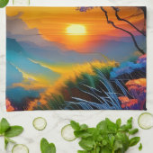 美しいサンライズが池の上に  キッチンタオル (折り畳み)