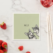 美しいサージグリーン - かわいいコーギーの結婚式 スタンダードカクテルナプキン (インサイチュ)