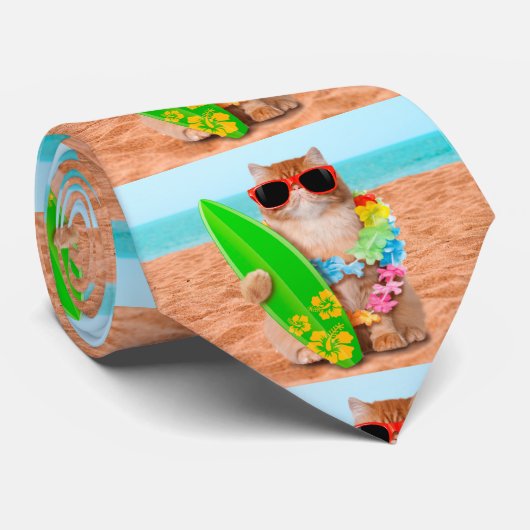 美しいサーファー・キャット・オン・ザ・ビーチ ネクタイ (ロール)