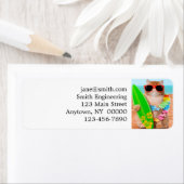 美しいサーファー・キャット・オン・ザ・ビーチ ラベル (インサイチュ)