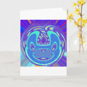 美しいシアンの青万華鏡のように千変万化するパターンベクトルアートデザイン カード (黄色い花)