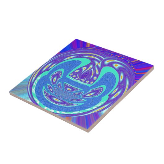 美しいシアンの青万華鏡のように千変万化するパターンベクトルアートデザイン タイル (側面)