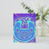 美しいシアンの青万華鏡のように千変万化するパターンベクトルアートデザイン ポストカード (スタンド正面)