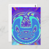 美しいシアンの青万華鏡のように千変万化するパターンベクトルアートデザイン ポストカード (正面/裏面)