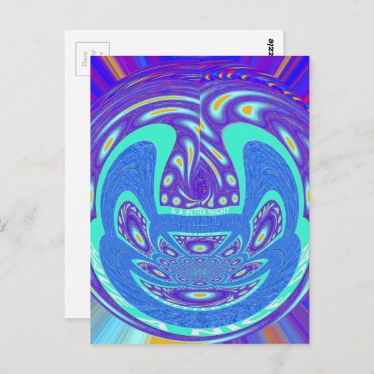 美しいシアンの青万華鏡のように千変万化するパターンベクトルアートデザイン ポストカード (正面/裏面)