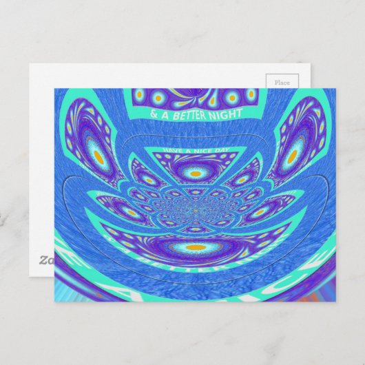 美しいシアンの青万華鏡のように千変万化するパターンベクトルアートデザイン ポストカード (正面/裏面)