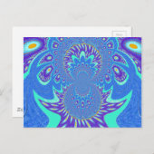美しいシアンの青万華鏡のように千変万化するパターンベクトルアートデザイン ポストカード (正面/裏面)