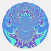 美しいシアンの青万華鏡のように千変万化するパターンベクトルアートデザイン ラウンドシール (正面)