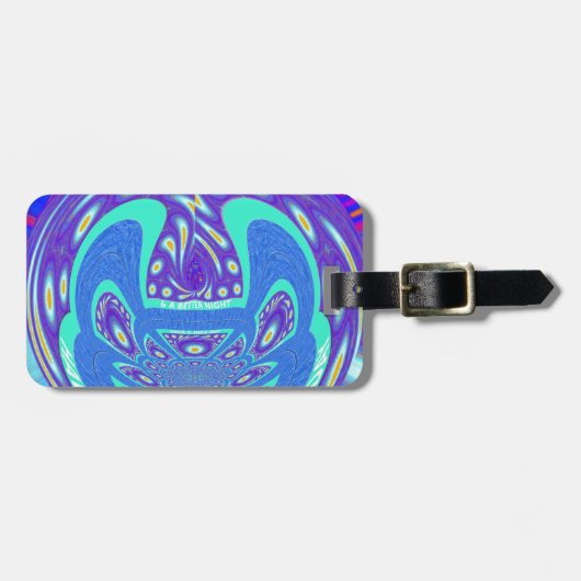 美しいシアンの青万華鏡のように千変万化するパターンベクトルアートデザイン ラゲッジタグ (正面横)