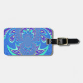 美しいシアンの青万華鏡のように千変万化するパターンベクトルアートデザイン ラゲッジタグ (正面横)