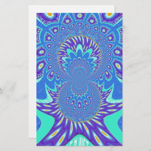 美しいシアンの青万華鏡のように千変万化するパターンベクトルアートデザイン 便箋 (正面/裏面)