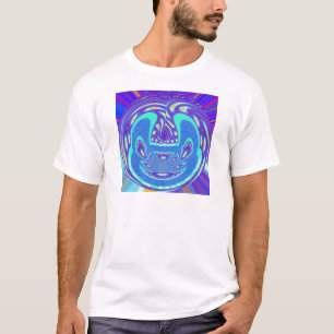 美しいシアンの青万華鏡のように千変万化するパターンベクトルアートデザイン Tシャツ