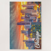 美しいシカゴ、イリノイ州、統一された州 ジグソーパズル (縦)