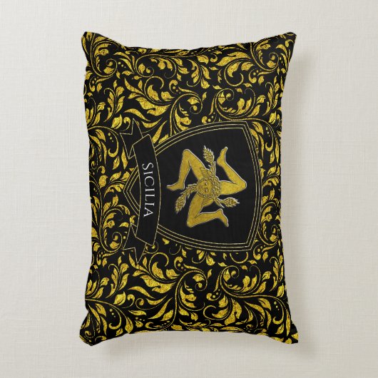 美しいシシリア人の金ゴールドと黒 アクセントクッション (正面(垂直))