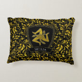 美しいシシリア人の金ゴールドと黒 アクセントクッション (裏面)