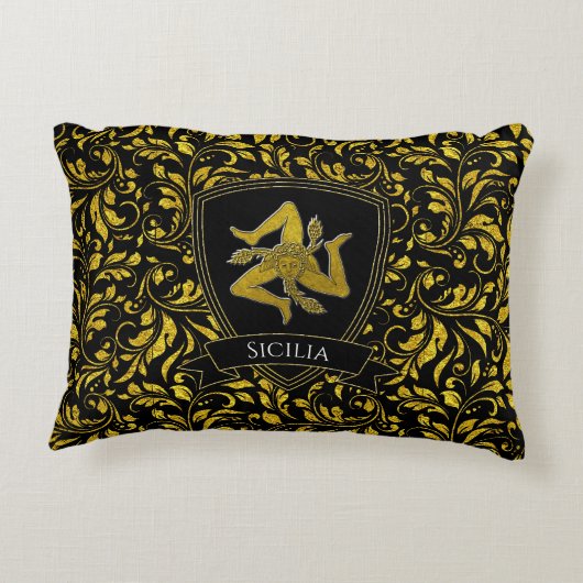 美しいシシリア人の金ゴールドと黒 アクセントクッション (裏面)