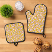 美しいシチリアのレモンのキッチンエプロン 鍋つかみ&鍋敷きセット (トップダウン)
