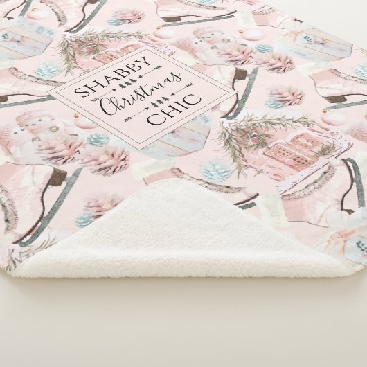 美しいシックなピンクのクリスマスパターン シェルパブランケット (3/4)