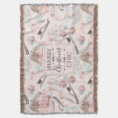 美しいシックなピンクのクリスマスパターン スローブランケット (正面縦)