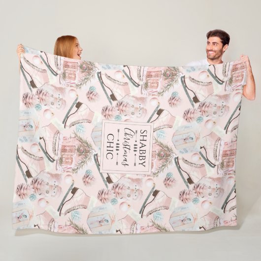 美しいシックなピンクのクリスマスパターン フリースブランケット (インサイチュ)