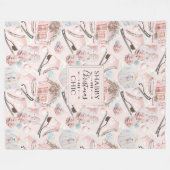 美しいシックなピンクのクリスマスパターン フリースブランケット (正面(横))