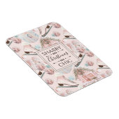 美しいシックなピンクのクリスマスパターン マグネット (右側)