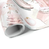 美しいシックなピンクのクリスマスパターン ラッピングペーパー (ロールコーナー)