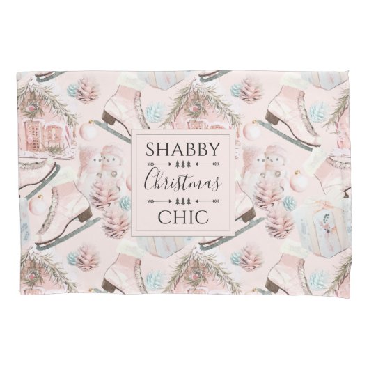 美しいシックなピンクのクリスマスパターン 枕カバー (正面)