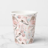 美しいシックなピンクのクリスマスパターン 紙コップ (裏面)