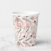美しいシックなピンクのクリスマスパターン 紙コップ (右)