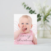 美しいシックなベビーフォトメリークリスマス シーズンポストカード (スタンド正面)