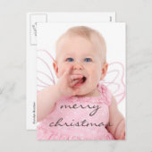 美しいシックなベビーフォトメリークリスマス シーズンポストカード (正面/裏面)