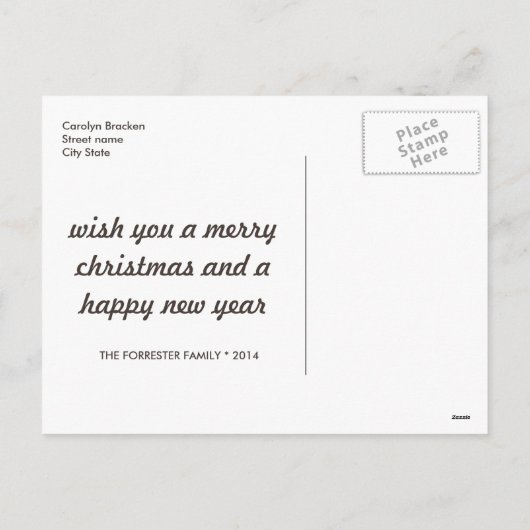 美しいシックなベビーフォトメリークリスマス シーズンポストカード (裏面)