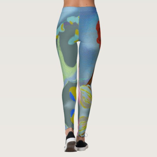 美しいシックなマーメイドフルアートプリントレギンス レギンス (裏面)