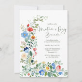美しいシックなワイルドフラワーマザーズデイブランチ 招待状 (正面)