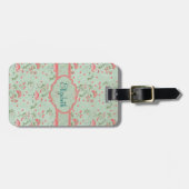 美しいシックなヴィンテージ春フローラとフラミンゴ ラゲッジタグ (正面横)