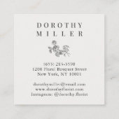 美しいシックな白ミニマルエレガントリストフローリスト スクエア名刺 (裏面)