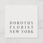 美しいシックな白ミニマルエレガントリストフローリスト スクエア名刺 (正面)