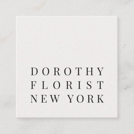 美しいシックな白ミニマルエレガントリストフローリスト スクエア名刺 (正面)