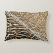 美しいシックガーリーレオパード印刷金ゴールドグリッター アクセントクッション (裏面)