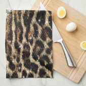 美しいシックガーリーレオパード印刷金ゴールドグリッター キッチンタオル (四つ折り)