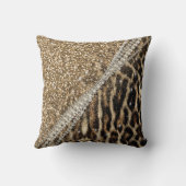 美しいシックガーリーレオパード印刷金ゴールドグリッター クッション (裏面)