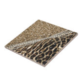 美しいシックガーリーレオパード印刷金ゴールドグリッター タイル (側面)