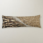 美しいシックガーリーレオパード印刷金ゴールドグリッター ボディピロー (裏面)