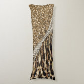 美しいシックガーリーレオパード印刷金ゴールドグリッター ボディピロー (正面縦)